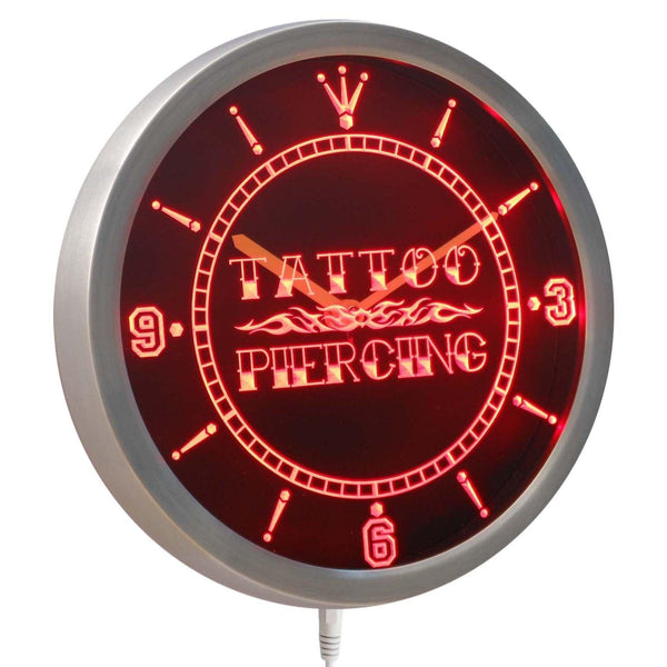 AdvPro - Tattoo Piercing Neon Sign LED Wall Clock nc0341 - Neon Clock