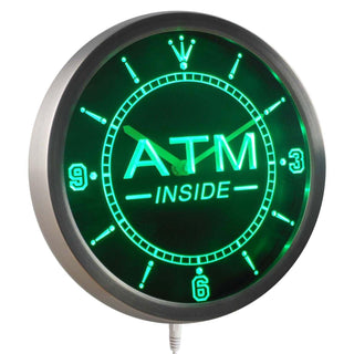 ADVPRO ATM Inside Display Gift Neon Sign LED Wall Clock nc0342 - Green
