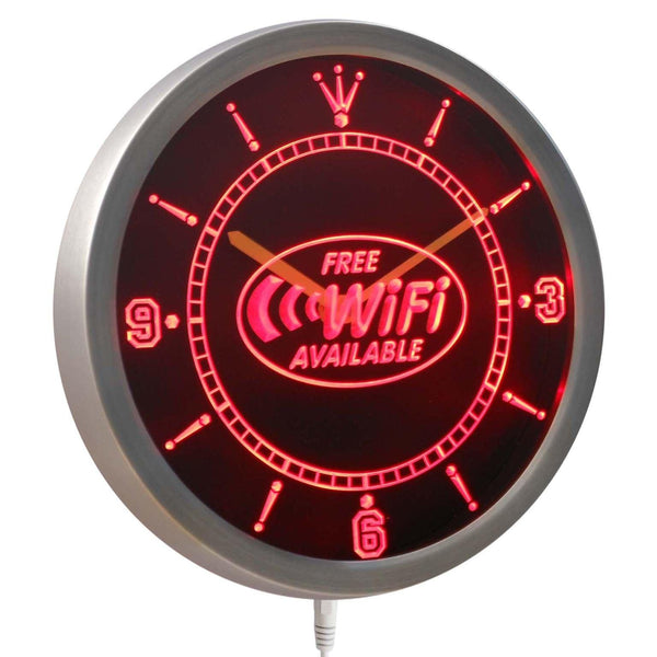 ADVPRO Free Wi-Fi Available Neon Sign LED Wall Clock nc0345 - Red