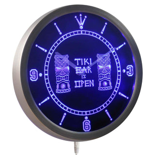 ADVPRO Tiki Bar Masks Pub Club Neon Sign LED Wall Clock nc0347 - Blue