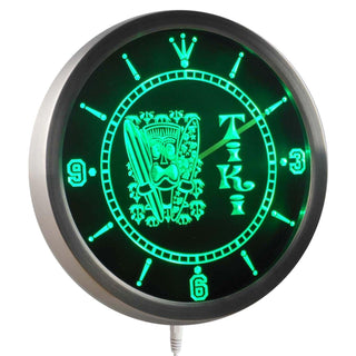 ADVPRO Tiki Bar Surfer Mask Beer Neon Sign LED Wall Clock nc0348 - Green