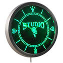 ADVPRO Studio On The Air Microphone Neon Sign LED Wall Clock nc0349 - Green