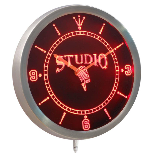 AdvPro - Studio On The Air Microphone Neon Sign LED Wall Clock nc0349 - Neon Clock