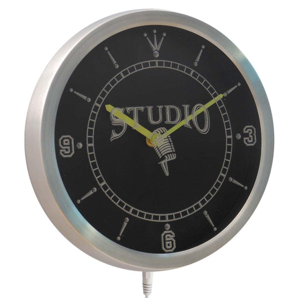 ADVPRO Studio On The Air Microphone Neon Sign LED Wall Clock nc0349 - Multi-color