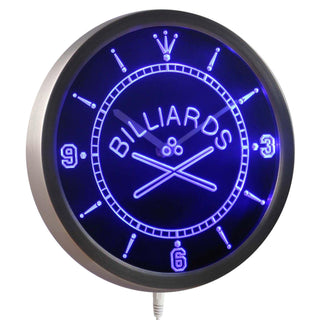 ADVPRO Billiards Room Bar Beer Neon Sign LED Wall Clock nc0351 - Blue