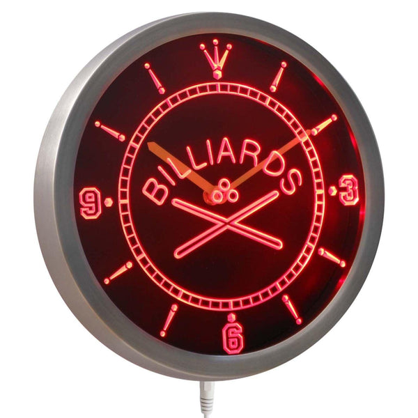 AdvPro - Billiards Room Bar Beer Neon Sign LED Wall Clock nc0351 - Neon Clock