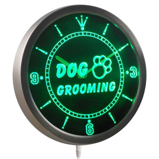 ADVPRO Dog Grooming Pet Shop Neon Sign LED Wall Clock nc0352 - Green