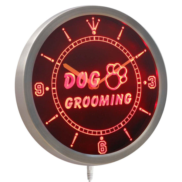 AdvPro - Dog Grooming Pet Shop Neon Sign LED Wall Clock nc0352 - Neon Clock