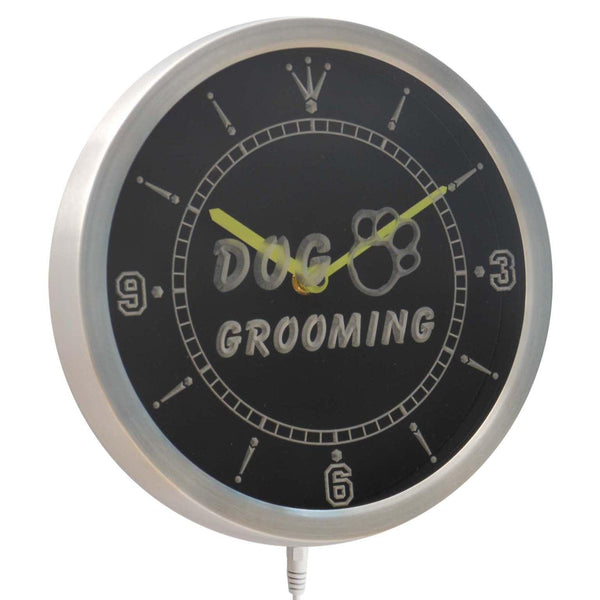 ADVPRO Dog Grooming Pet Shop Neon Sign LED Wall Clock nc0352 - Multi-color