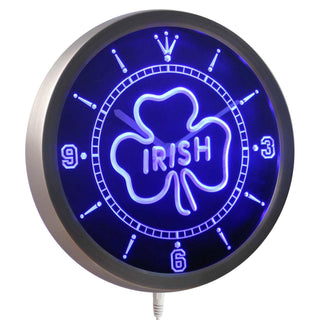 ADVPRO Irish Pub Shamrock Bar Beer Club Neon Sign LED Wall Clock nc0353 - Blue