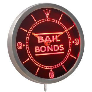 ADVPRO Bail Bonds Shop Gift Neon Sign LED Wall Clock nc0354 - Red
