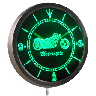 ADVPRO Motorcycle Bike Sales Services Neon Sign LED Wall Clock nc0355 - Green