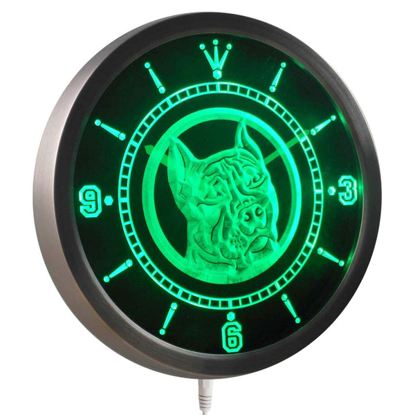 ADVPRO Pit Bull Dog Shop Pet Animals Neon Sign LED Wall Clock nc0356 - Green