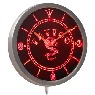 ADVPRO Tattoo Chinese Dragon Ink Bar Beer Neon Sign LED Wall Clock nc0357 - Red