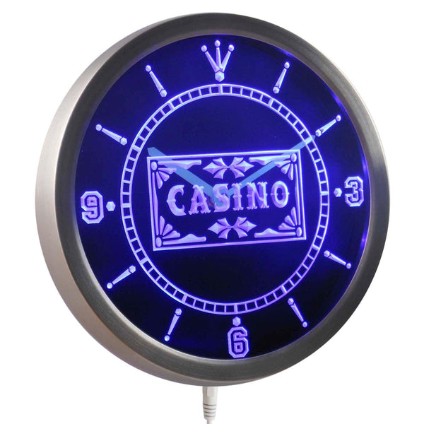 ADVPRO Casino Poker Game Room Bar Beer Neon Sign LED Wall Clock nc0358 - Blue
