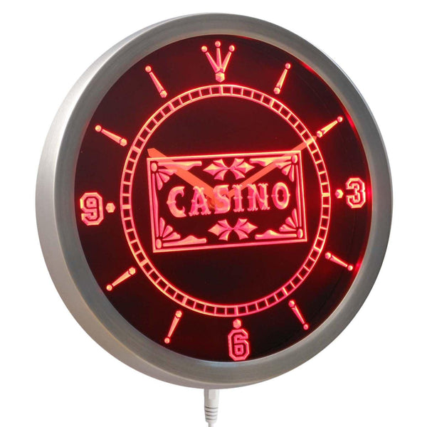 ADVPRO Casino Poker Game Room Bar Beer Neon Sign LED Wall Clock nc0358 - Red