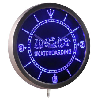 ADVPRO Skateboarding Training Game Neon Sign LED Wall Clock nc0359 - Blue