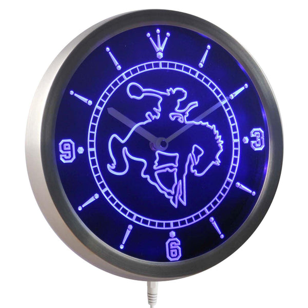 ADVPRO Western Cowboy Rodeo Horse Bar Neon Sign LED Wall Clock nc0360 - Blue