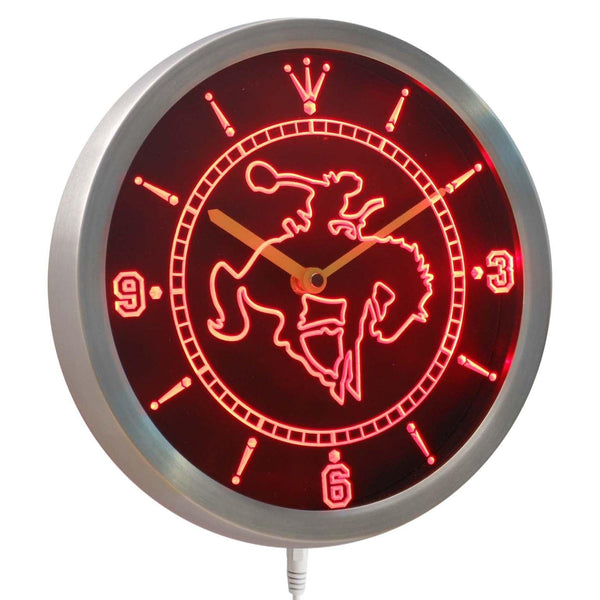 ADVPRO Western Cowboy Rodeo Horse Bar Neon Sign LED Wall Clock nc0360 - Red