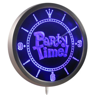 ADVPRO Party Time Happy Hour Bar Beer Room Neon Sign LED Wall Clock nc0361 - Blue