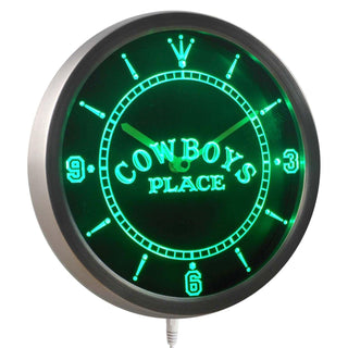 ADVPRO Western Cowboys Place Bar Beer Neon Sign LED Wall Clock nc0363 - Green