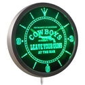 ADVPRO Cowboys Leave Your Guns at The Bar Beer Neon Sign LED Wall Clock nc0365 - Green