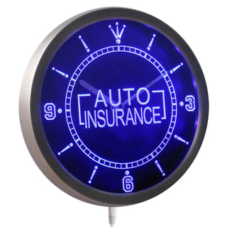 ADVPRO Auto Insurance Display Gift Neon Sign LED Wall Clock nc0367 - Blue