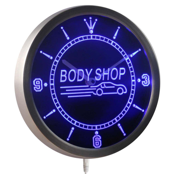 ADVPRO Auto Body Shop Neon Sign LED Wall Clock nc0373 - Blue