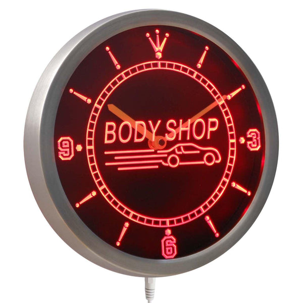 ADVPRO Auto Body Shop Neon Sign LED Wall Clock nc0373 - Red