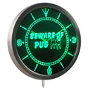 ADVPRO Beware of Pug Dog Neon Sign LED Wall Clock nc0375 - Green