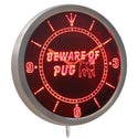ADVPRO Beware of Pug Dog Neon Sign LED Wall Clock nc0375 - Red