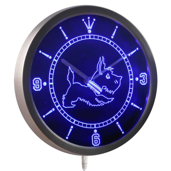 ADVPRO Old Fashioned Scottie Dog Shop Neon Sign LED Wall Clock nc0376 - Blue