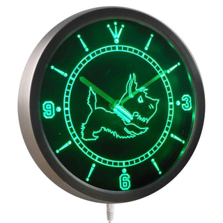 ADVPRO Old Fashioned Scottie Dog Shop Neon Sign LED Wall Clock nc0376 - Green