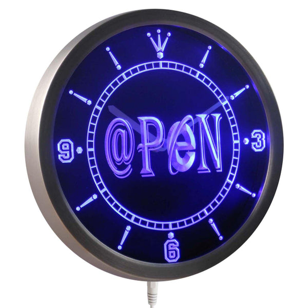 ADVPRO Internet Open @ Neon Sign LED Wall Clock nc0377 - Blue