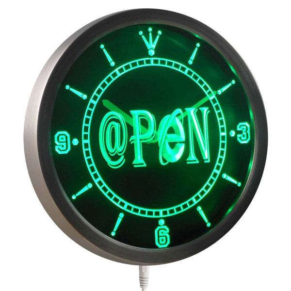 ADVPRO Internet Open @ Neon Sign LED Wall Clock nc0377 - Green