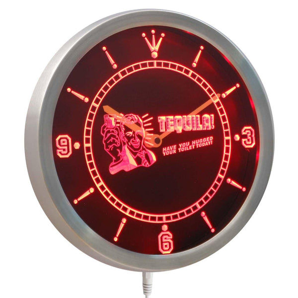 ADVPRO Tequila Have You Hugged Your Toilet Today Neon Sign LED Wall Clock nc0383 - Red