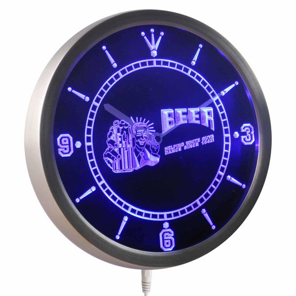 ADVPRO Beer Helping White Guys Dance Since 1842 Neon Sign LED Wall Clock nc0386 - Blue