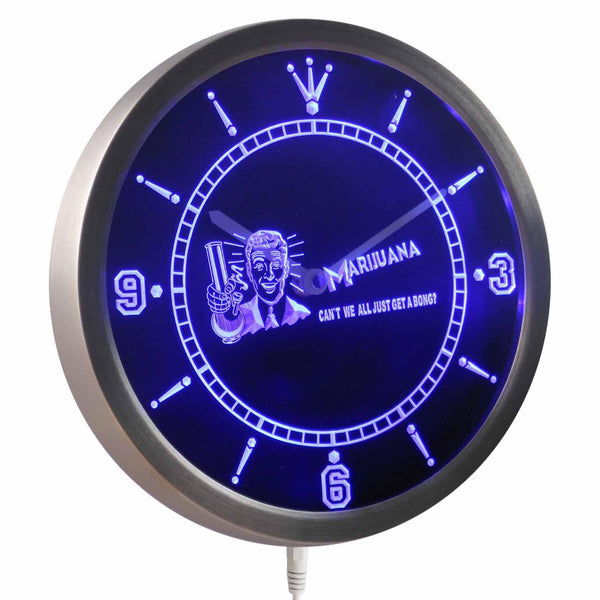 ADVPRO Marijuana High Life Get a Bong Neon Sign LED Wall Clock nc0387 - Blue