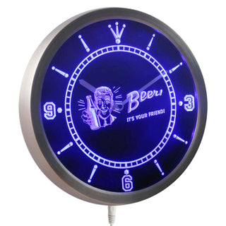 ADVPRO Beer! It's Your Friend! Pub Bar Neon Sign LED Wall Clock nc0388 - Blue