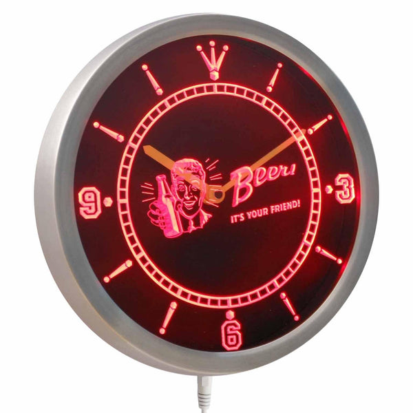 AdvPro - Beer! It's Your Friend! Pub Bar Neon Sign LED Wall Clock nc0388 - Neon Clock