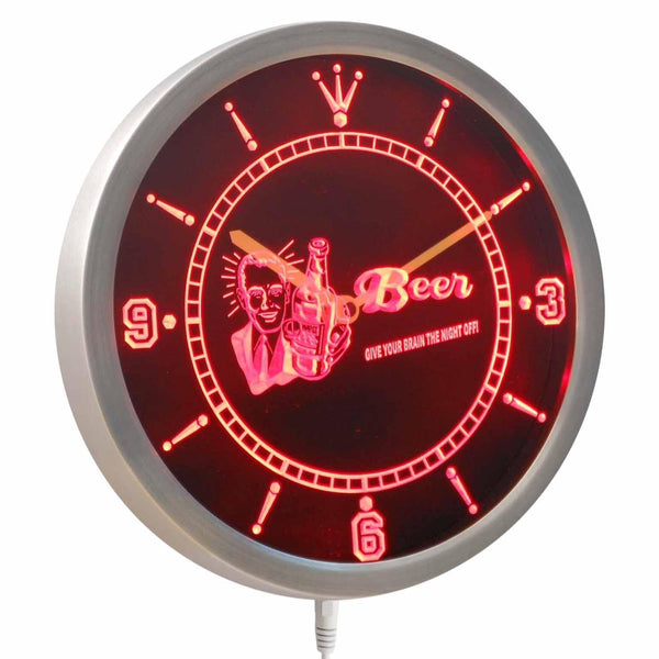 AdvPro - Beer Give Your Brain Night Off Bar Neon Sign LED Wall Clock nc0389 - Neon Clock