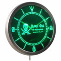ADVPRO Pirates Keep Out No Trespassing Skull Head Bar Neon Sign LED Wall Clock nc0390 - Green