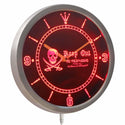 ADVPRO Pirates Keep Out No Trespassing Skull Head Bar Neon Sign LED Wall Clock nc0390 - Red