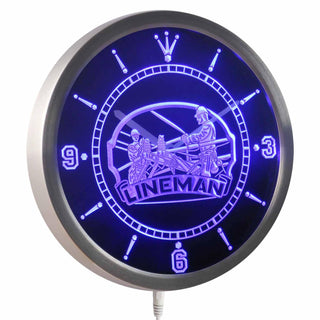 ADVPRO Lineman Decor Bar Beer Gift Neon Sign LED Wall Clock nc0391 - Blue