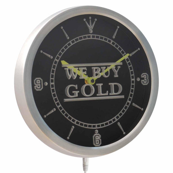 ADVPRO We Buy Gold Shop Neon Sign LED Wall Clock nc0392 - Multi-color