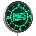 ADVPRO Mobile Phone Unlock Accessories Repairs Neon Sign LED Wall Clock nc0393 - Green