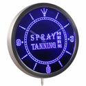 ADVPRO Spray Tanning Open Here Neon Sign LED Wall Clock nc0394 - Blue