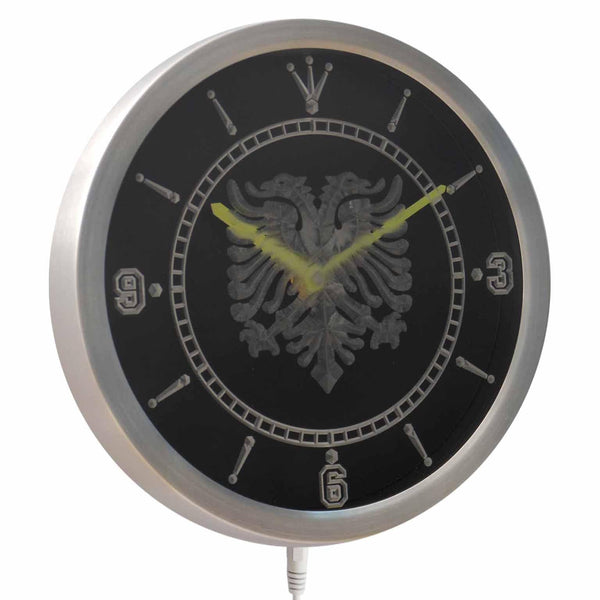 ADVPRO Albanian Eagle Bar Pub Neon Sign LED Wall Clock nc0400 - Multi-color