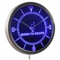 ADVPRO Born to Skate Home Decor Neon Sign LED Wall Clock nc0402 - Blue