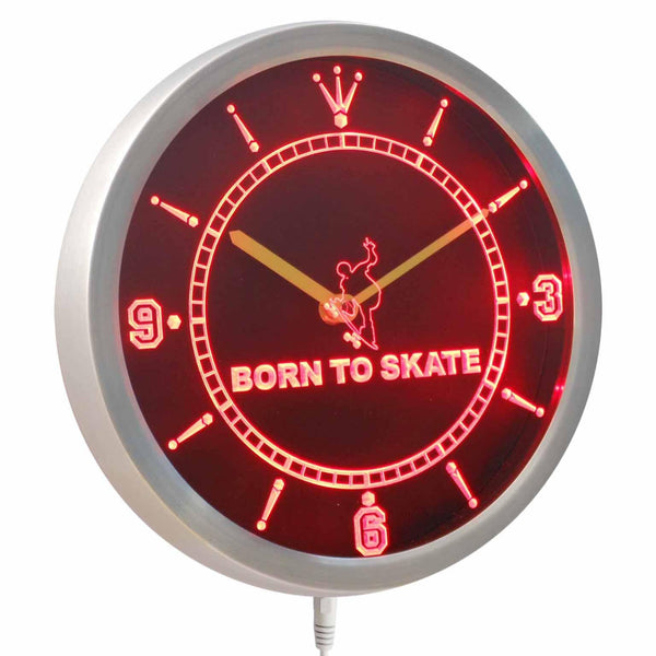 ADVPRO Born to Skate Home Decor Neon Sign LED Wall Clock nc0402 - Red